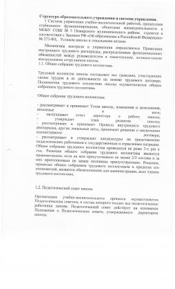 Структура МОБУ СОШ № 5 Пожарского муниципального района и система управления.